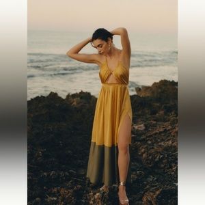 NWT Anthropologie color block silk maxi dress